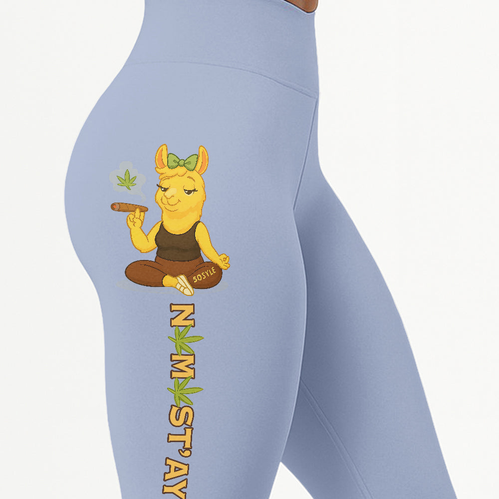 Namastâ€™ay High Chill Llama Yoga Pants All-Over Print Women's High Waist Leggings | 5To9Style