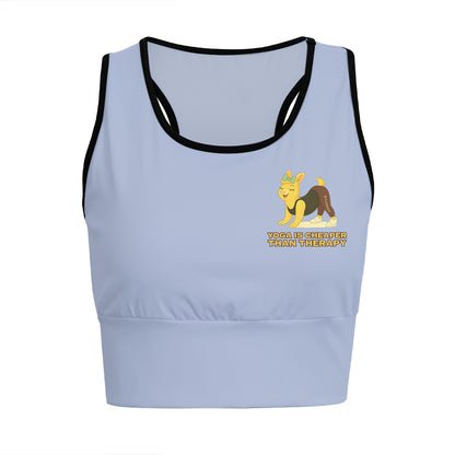 Yoga Is Cheaper Than Therapy Chill Llama Yoga Women's Sports Bra
