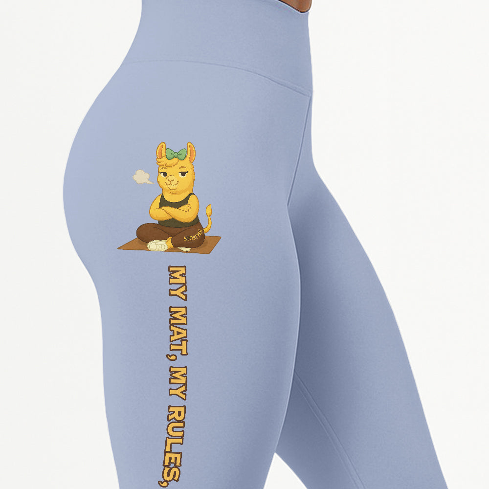 My Mat, My Rules, My Ass Chill Llama Yoga Pants All-Over Print Women's High Waist Leggings | 5To9Style