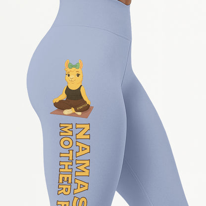 Namaste Mother Fuck Chill Llama Yoga Pants All-Over Print Women's High Waist Leggings | 5To9Style