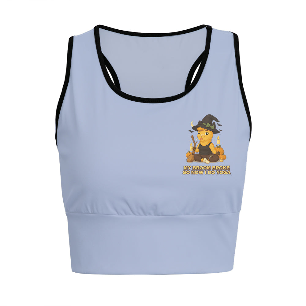 My Broom Broke So Now I Do Yoga Chill Llama Yoga Women's Sports Bra