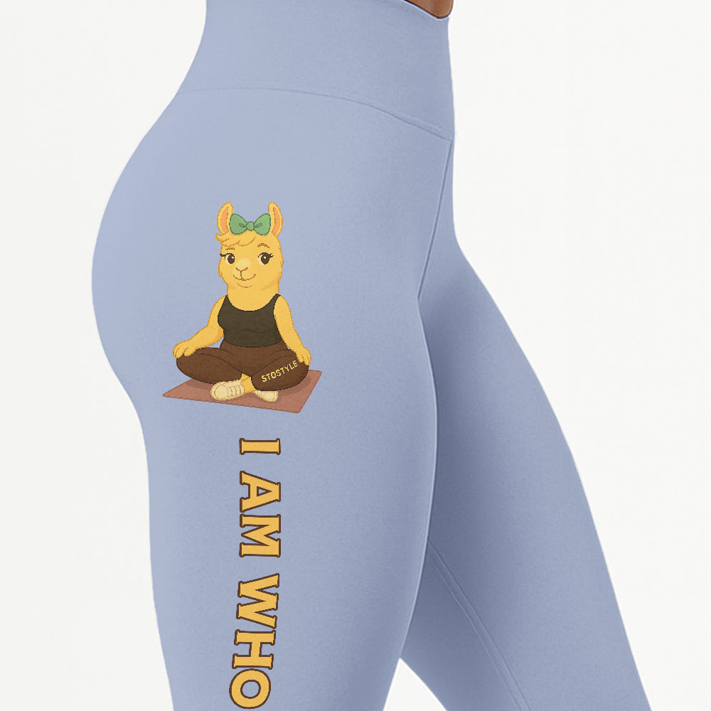 I Am Who I Am Chill Llama Yoga Pants All-Over Print Women's High Waist Leggings | 5To9Style