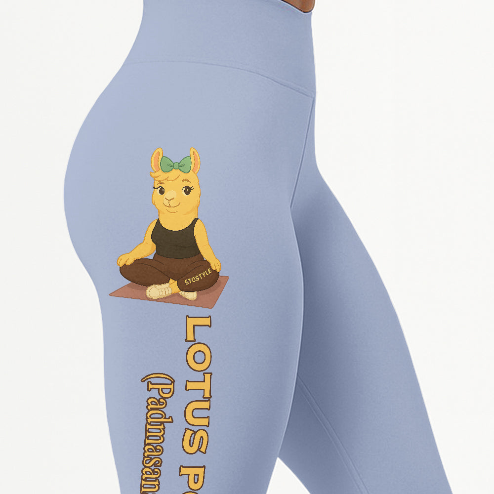 Lotus Pose (Padmasana) Chill Llama Yoga Pants All-Over Print Women's High Waist Leggings | 5To9Style