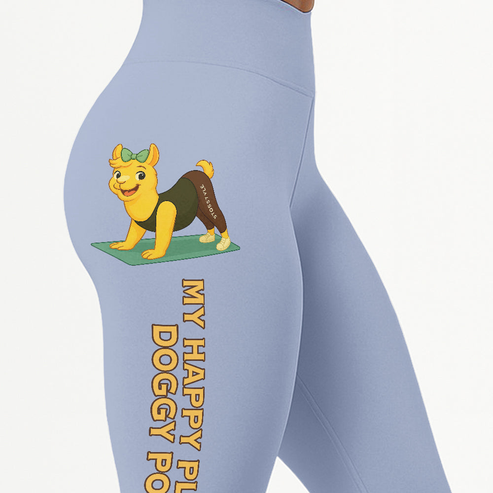 My Happy Place Chill Llama Yoga Pants All-Over Print Women's High Waist Leggings | 5To9Style