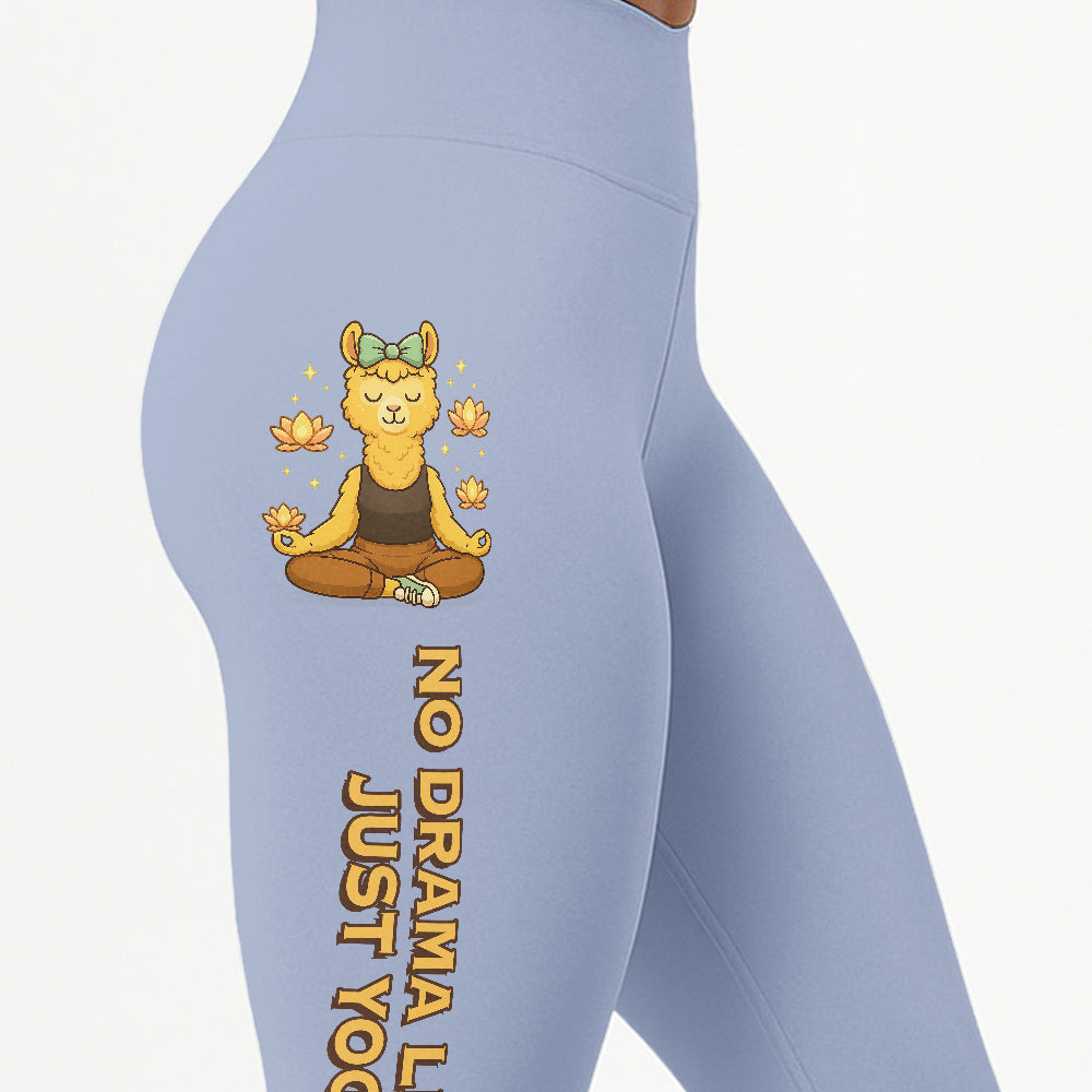 No Drama Llama, Just Yoga Cool Chill Llama Yoga Pants All-Over Print Women's High Waist Leggings | 5To9Style