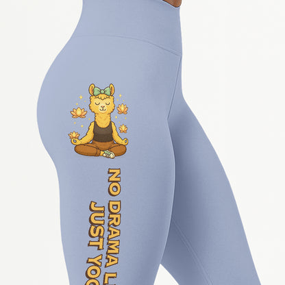 No Drama Llama, Just Yoga Cool Chill Llama Yoga Pants All-Over Print Women's High Waist Leggings | 5To9Style