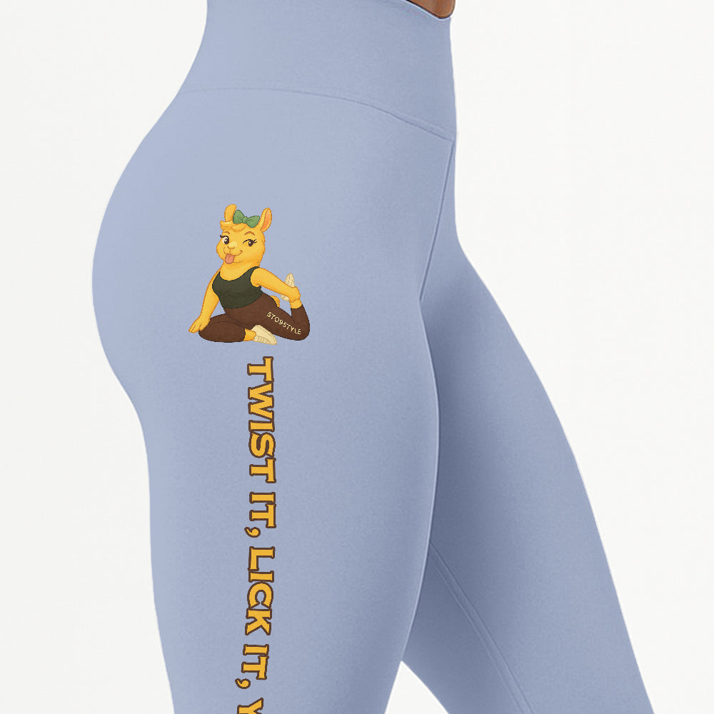 Twist It, Lick It, Yoga It Chill Llama Yoga Pants All-Over Print Women's High Waist Leggings | 5To9Style
