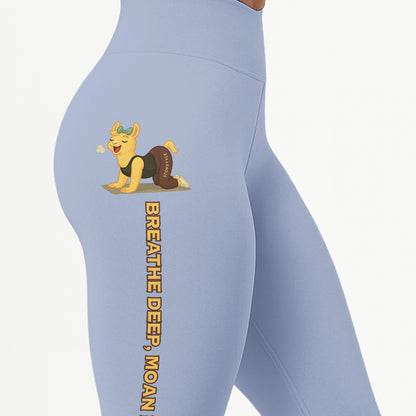 Breathe Deep, Moan Louder Chill Llama Yoga Pants All-Over Print Women's High Waist Leggings | 5To9Style