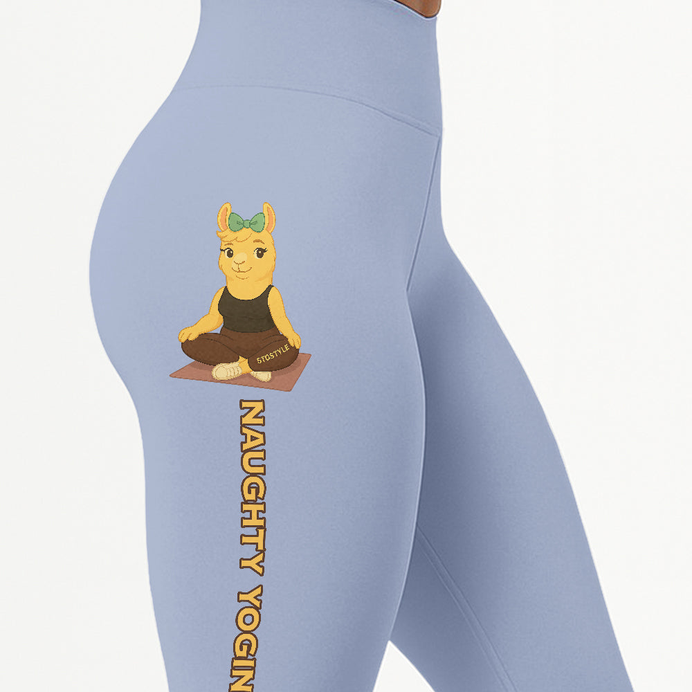 Naughty Yogini Vibes Chill Llama Yoga Pants All-Over Print Women's High Waist Leggings | 5To9Style