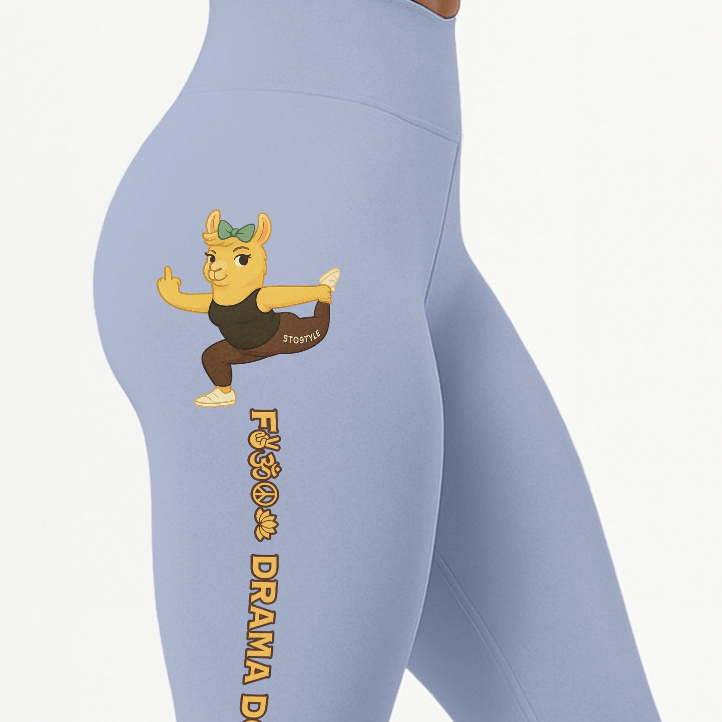 Fck Drama Do Yoga Cool Chill Llama Yoga Pants All-Over Print Women's High Waist Leggings | 5To9Style