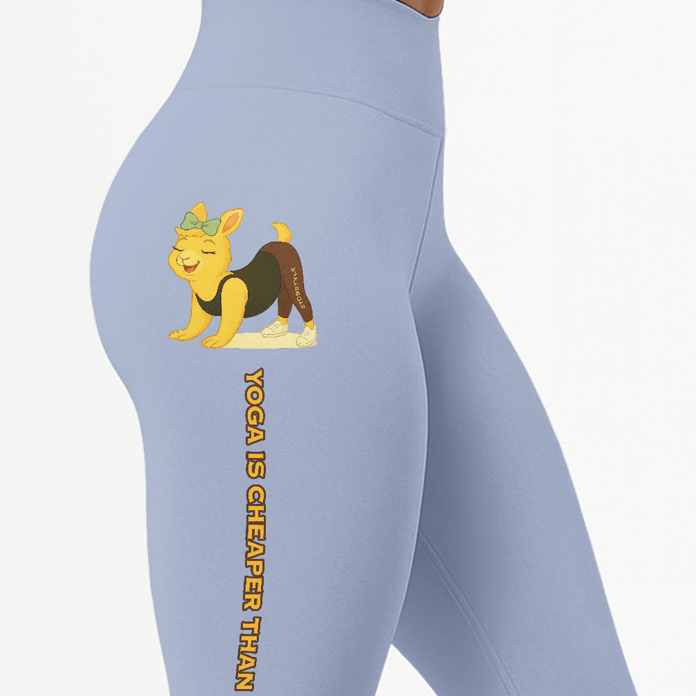 Yoga Is Cheaper Than Therapy Chill Llama Yoga Pants All-Over Print Women's High Waist Leggings | 5To9Style
