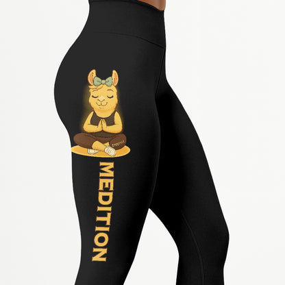 Medition Lover Cool Chill Llama Yoga Pants All-Over Print Women's High Waist Leggings | 5To9Style