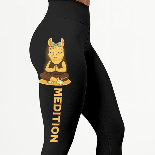 Medition Lover Cool Chill Llama Yoga Pants All-Over Print Women's High Waist Leggings | 5To9Style