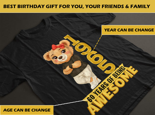 Chilling Bear Birthday Gift Idea Custom Year and Age T-shirt Classic Unisex T-Shirt | 5To9Style