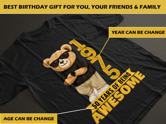 Chilling Bear Birthday Gift Idea For Men Custom Year and Age T-shirt Classic Unisex T-Shirt | 5To9Style