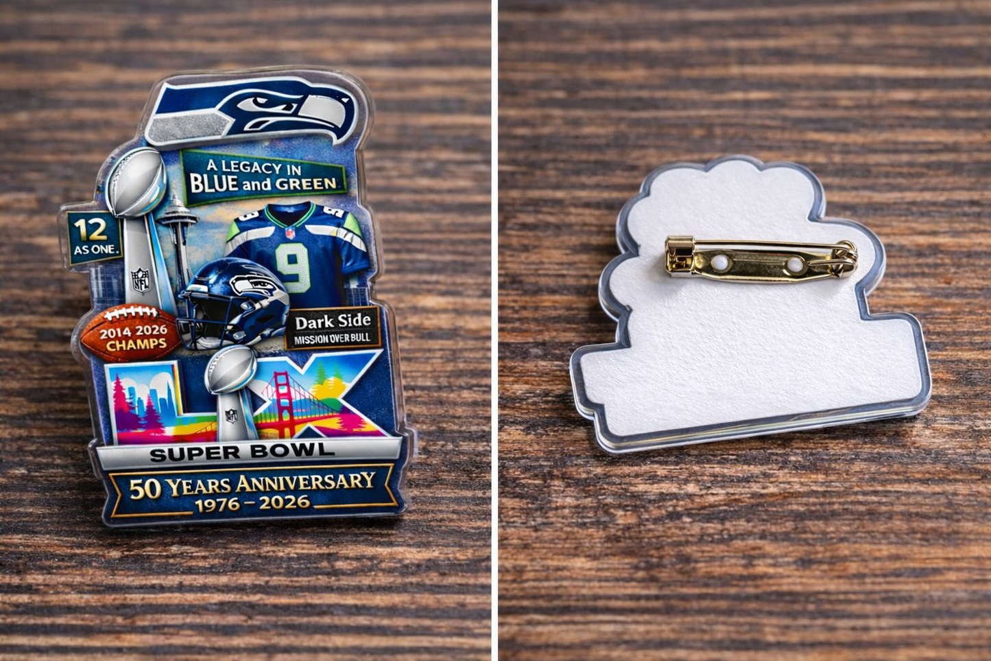 Football SH Champion Super Bowl LIX Custom Shape Acrylic Pin