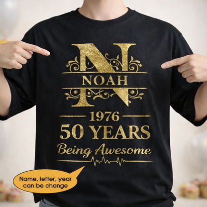 T-Shirt Age personalized name, year, letter for birthday