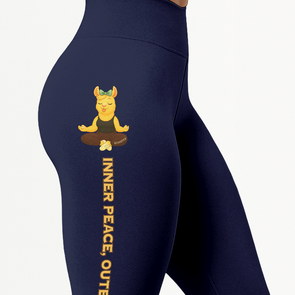 Inner Peace, Outer Slut Chill Llama Yoga Pants All-Over Print Women's High Waist Leggings | 5To9Style