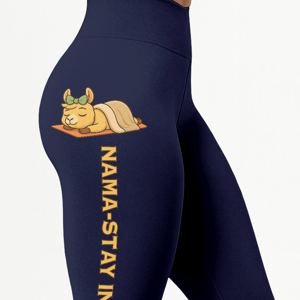 Nama-stay In Bed Chill Llama Yoga Pants All-Over Print Women's High Waist Leggings | 5To9Style