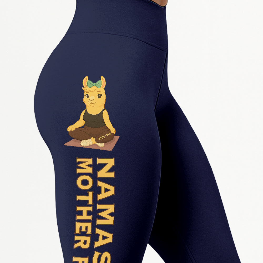 Namaste Mother Fuck Chill Llama Yoga Pants All-Over Print Women's High Waist Leggings | 5To9Style