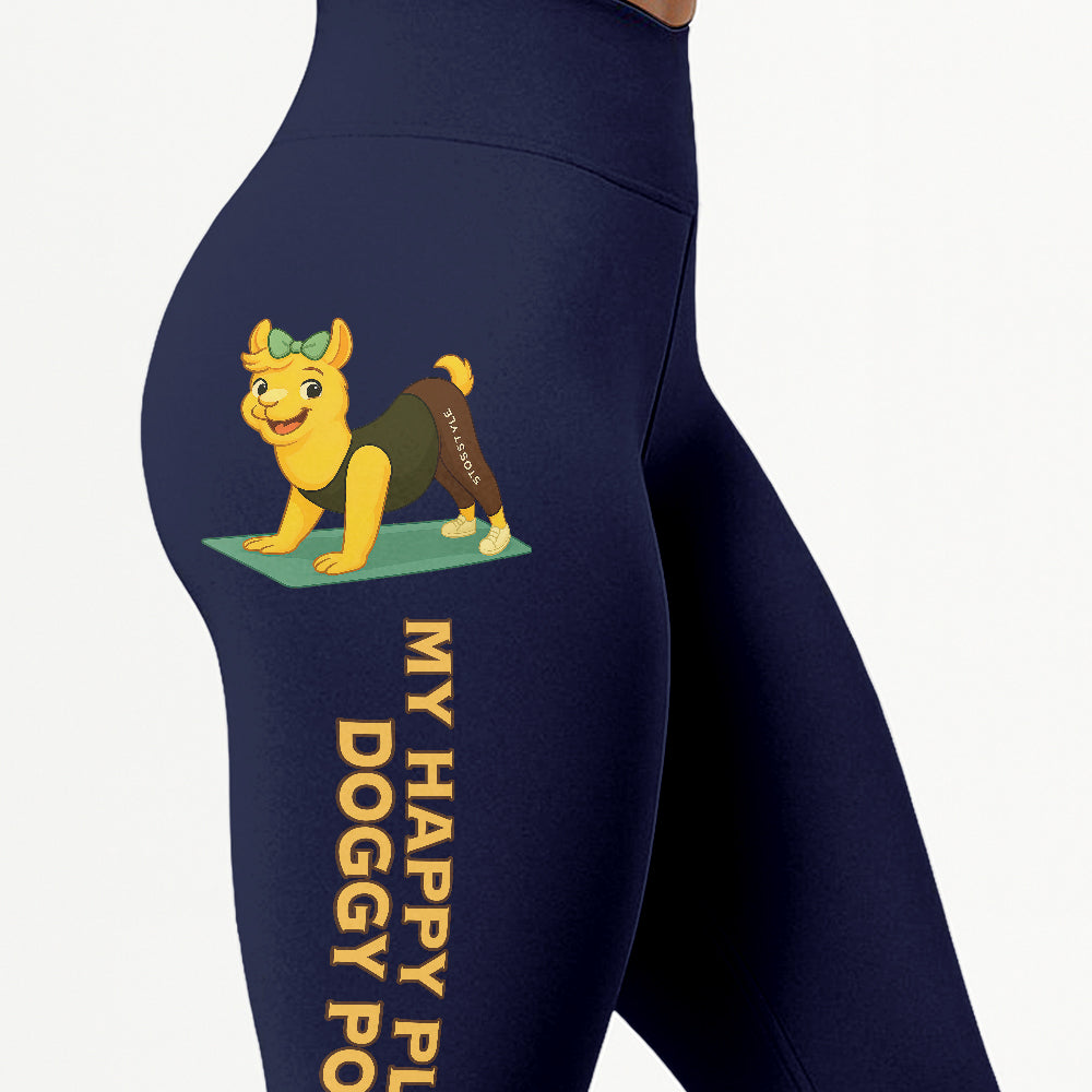 My Happy Place Chill Llama Yoga Pants All-Over Print Women's High Waist Leggings | 5To9Style