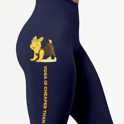Yoga Is Cheaper Than Therapy Chill Llama Yoga Pants All-Over Print Women's High Waist Leggings | 5To9Style