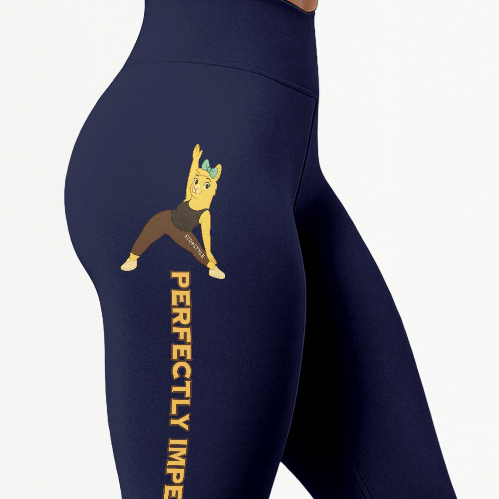 Perfectly Imperfect Chill Llama Yoga Pants All-Over Print Women's High Waist Leggings | 5To9Style