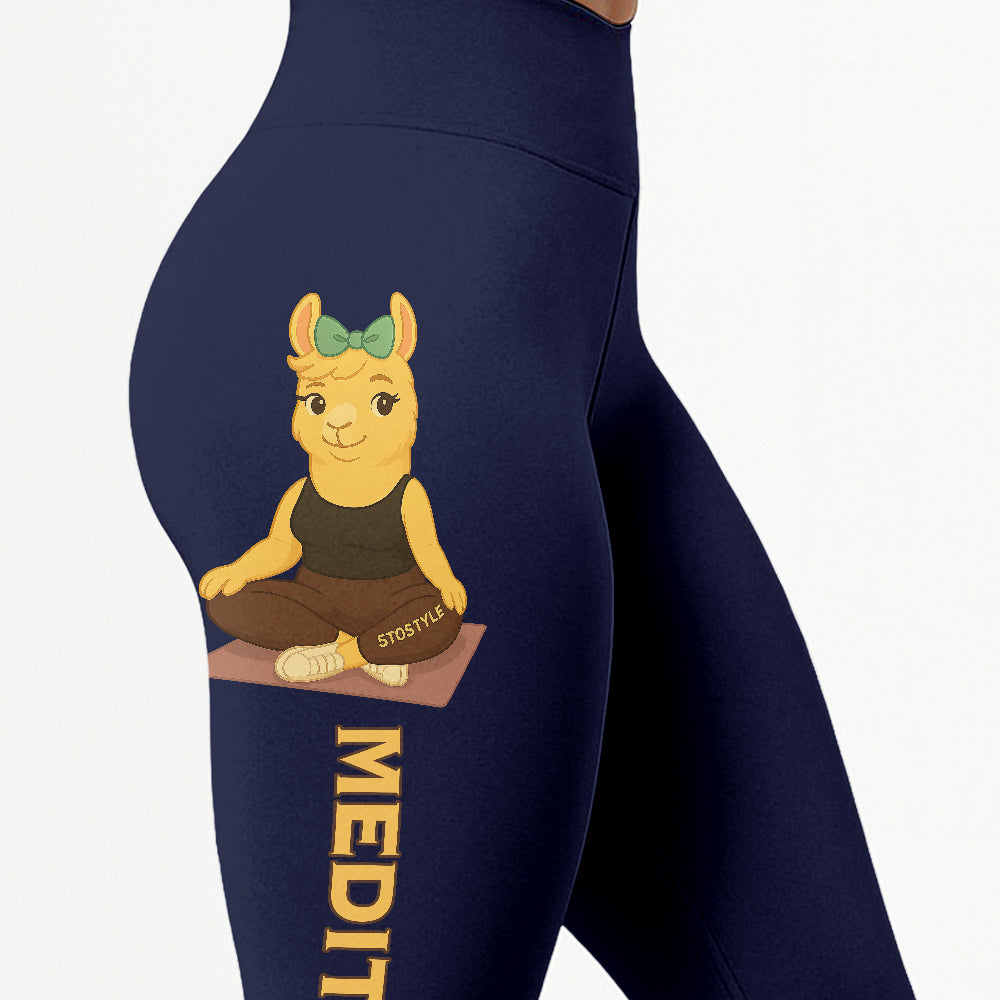 Medition Cool Chill Llama Yoga Pants All-Over Print Women's High Waist Leggings | 5To9Style