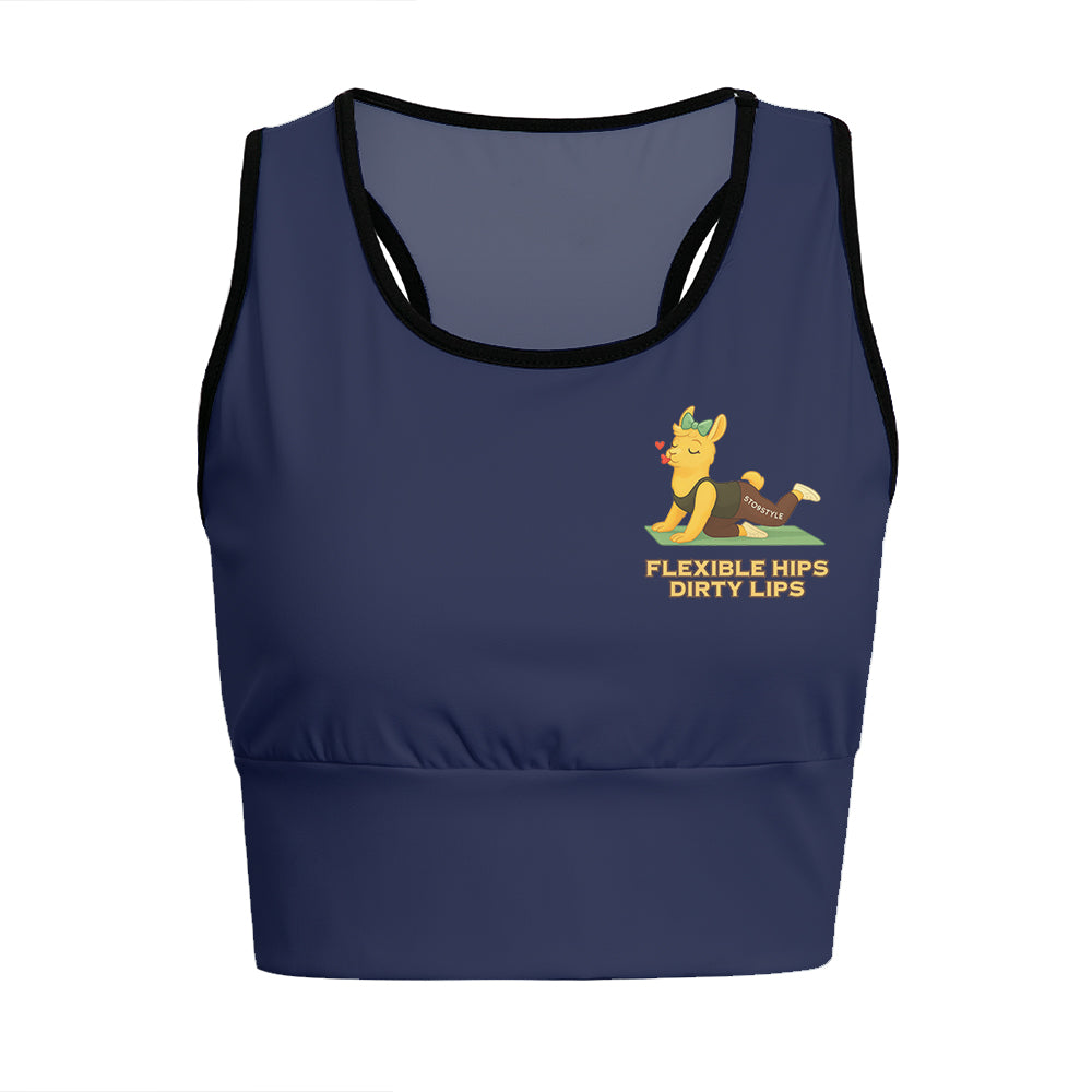 Flexible Hips, Dirty Lips Chill Llama Yoga Women's Sports Bra
