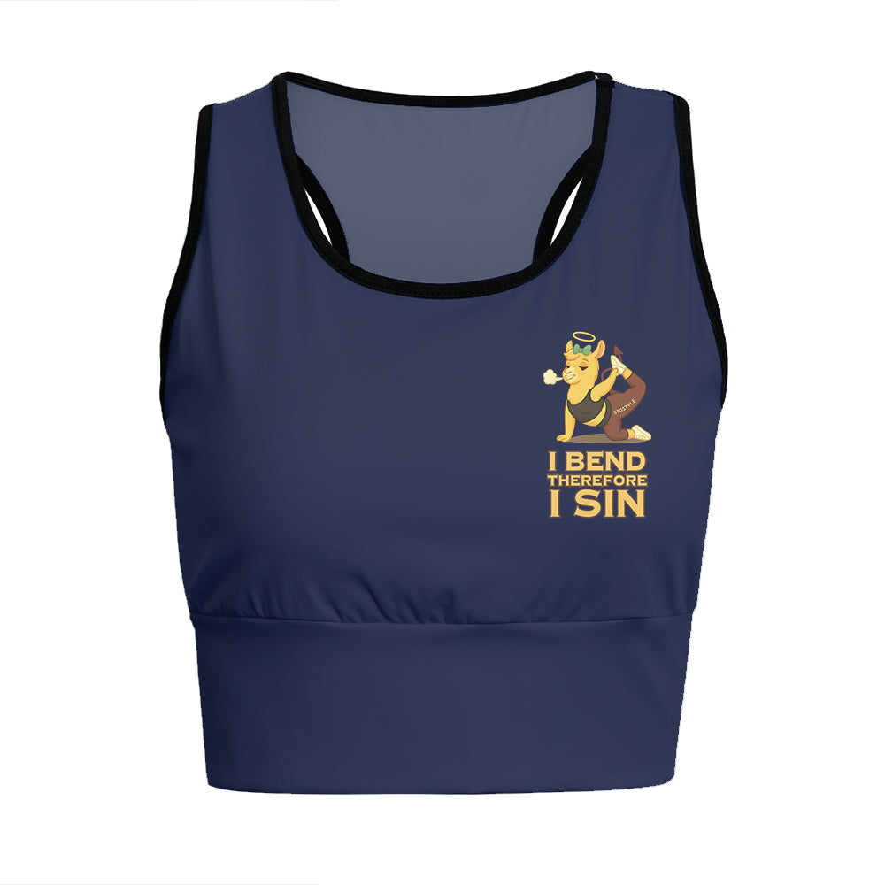 I Bend, Therefore I Sin Chill Llama Yoga Women's Sports Bra