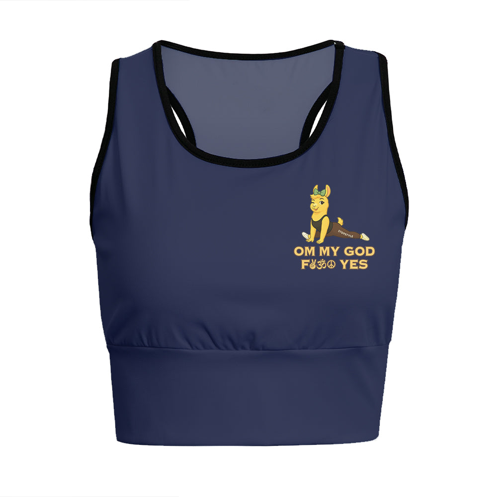 Om My God, Fck Yes Chill Llama Yoga Women's Sports Bra