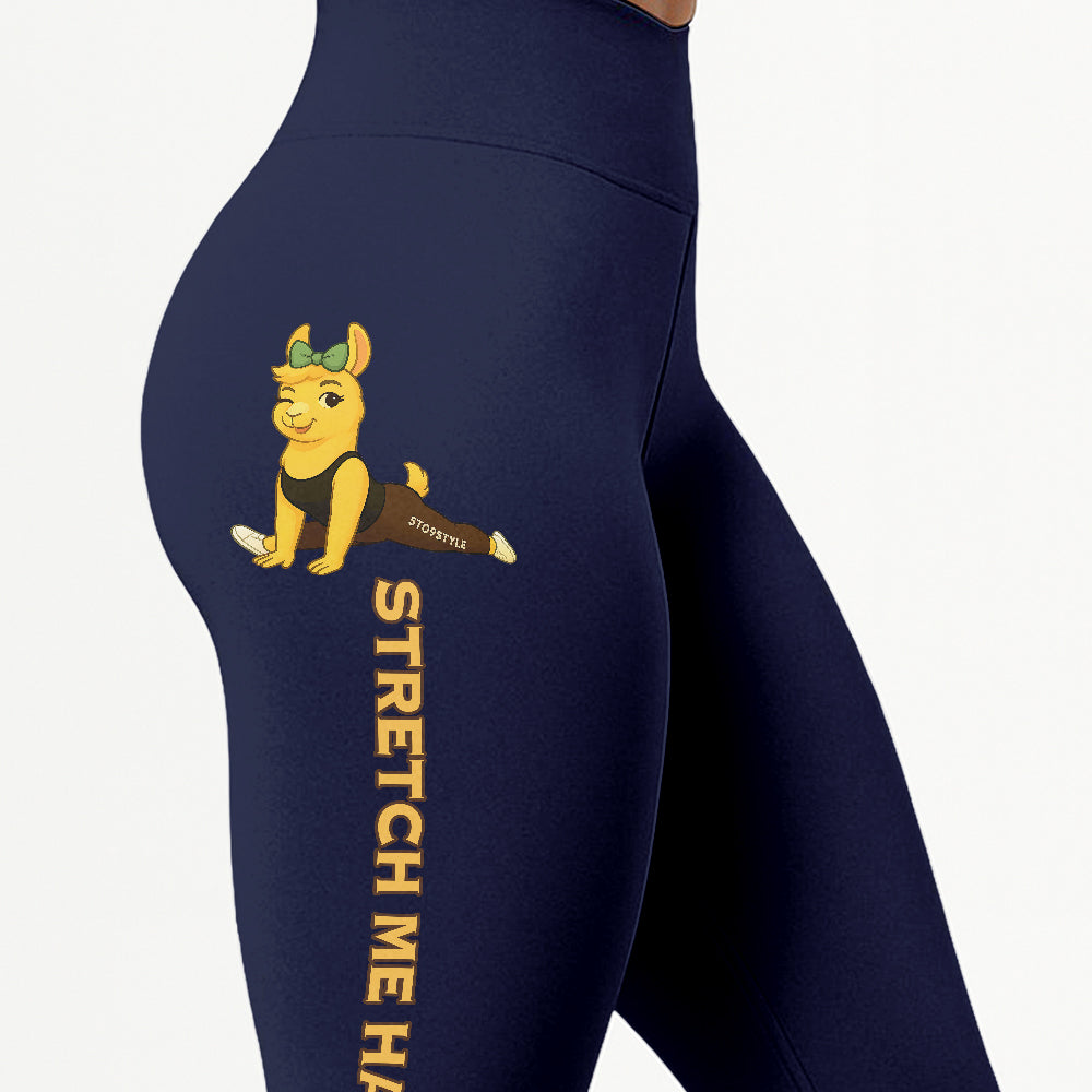 Stretch Me Harder Chill Llama Yoga Pants All-Over Print Women's High Waist Leggings | 5To9Style