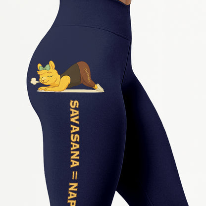 Savasana = Nap Porn Chill Llama Yoga Pants All-Over Print Women's High Waist Leggings | 5To9Style