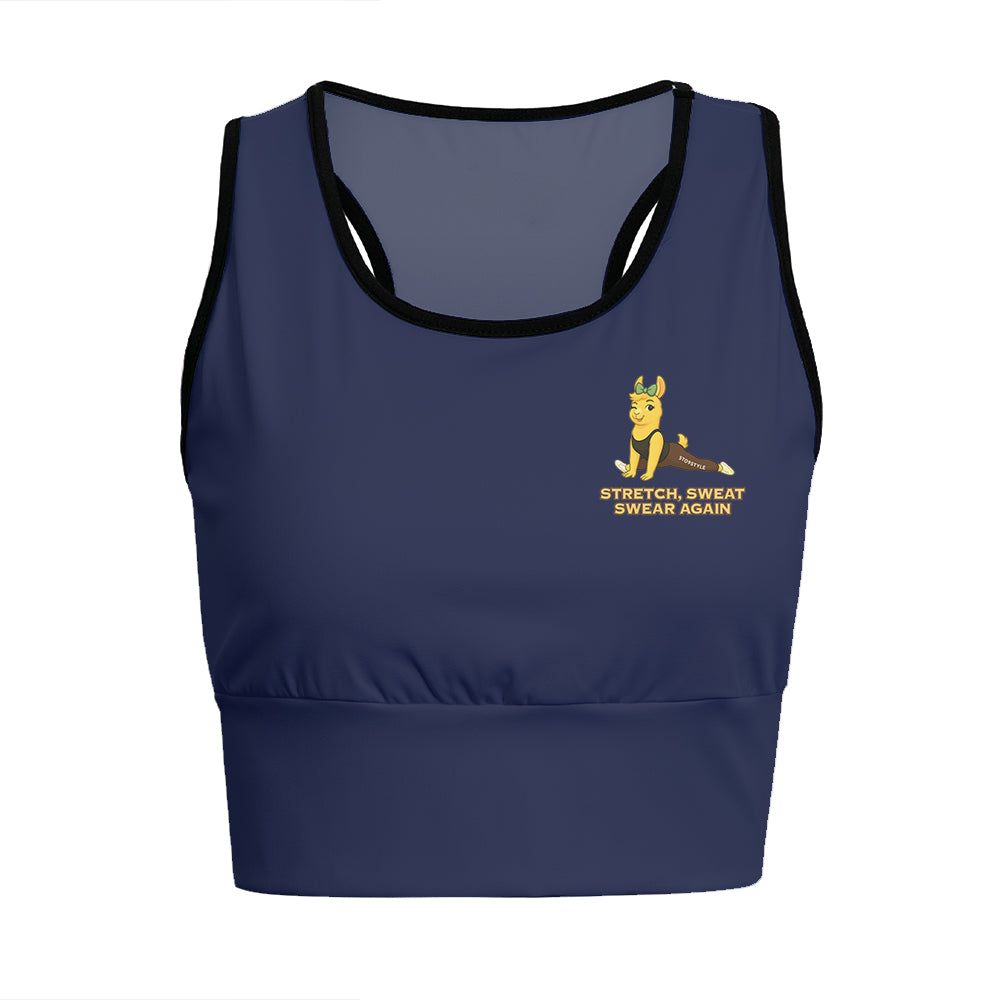 Stretch, Sweat, Swear Again Chill Llama Yoga Women's Sports Bra