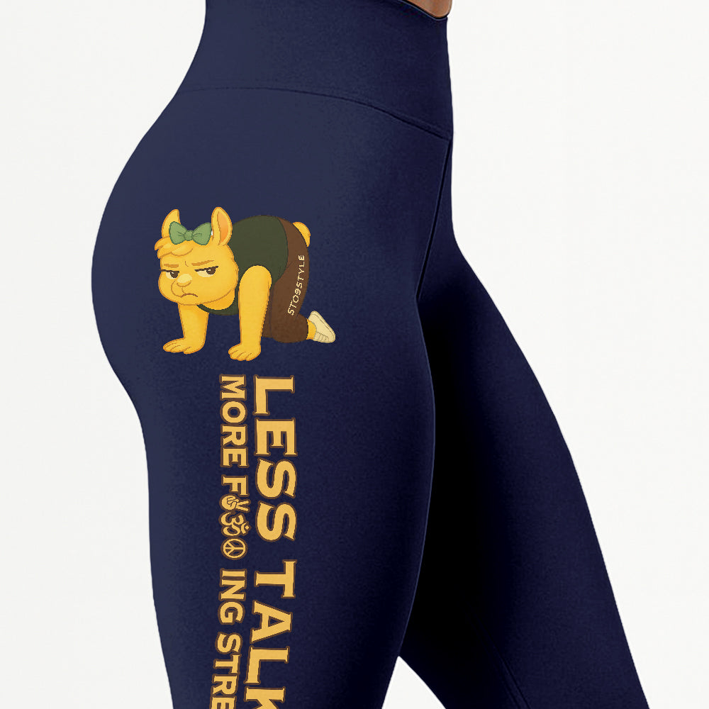 Less Talking, More Fcking Stretching Chill Llama Yoga Pants All-Over Print Women's High Waist Leggings | 5To9Style