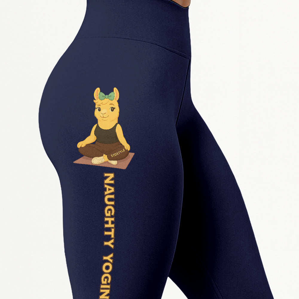 Naughty Yogini Vibes Chill Llama Yoga Pants All-Over Print Women's High Waist Leggings | 5To9Style