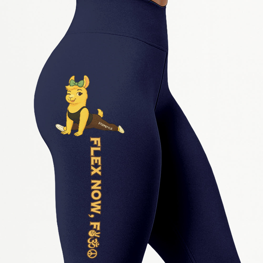 Flex Now, Fck Later Chill Llama Yoga Pants All-Over Print Women's High Waist Leggings | 5To9Style