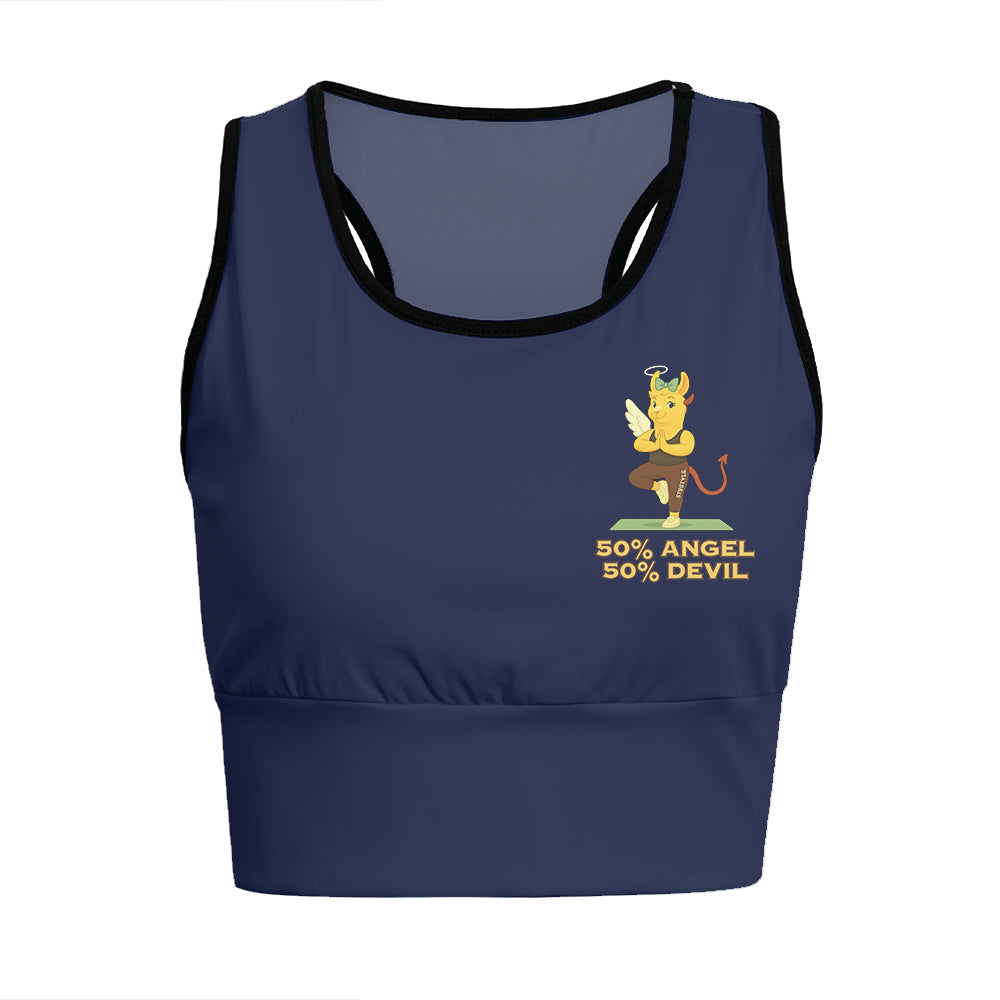 50% Angel 50% Devil Chill Llama Yoga Women's Sports Bra
