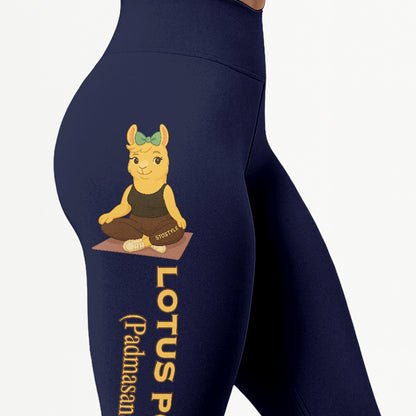 Lotus Pose (Padmasana) Chill Llama Yoga Pants All-Over Print Women's High Waist Leggings | 5To9Style