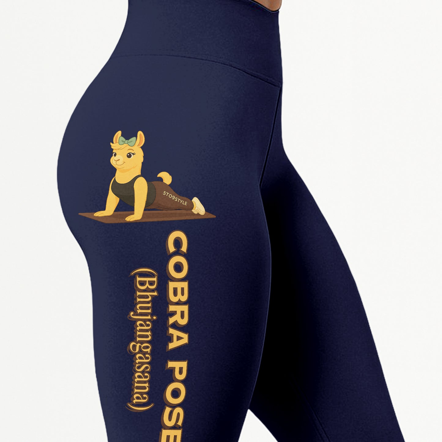 Cobra Pose (Bhujangasana) Chill Llama Yoga Pants All-Over Print Women's High Waist Leggings | 5To9Style