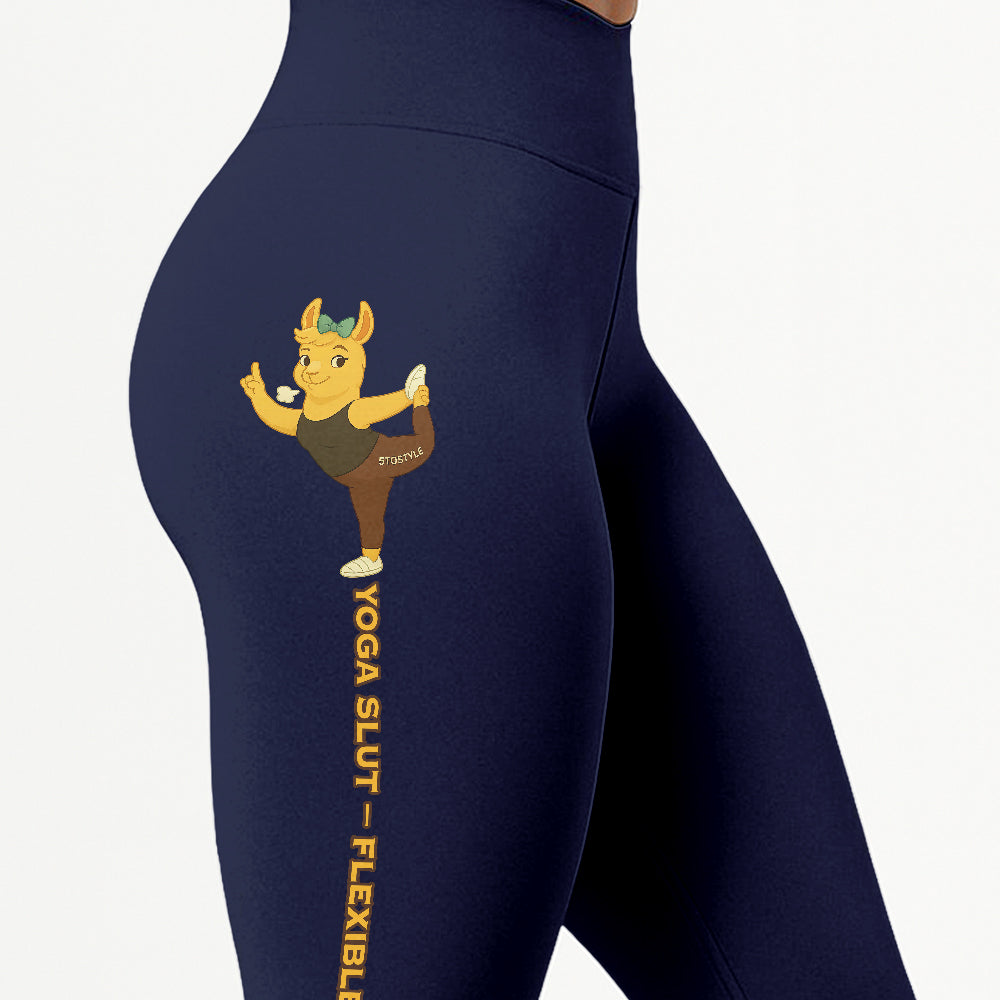 Yoga Slut â€“ Flexible & Proud Chill Llama Yoga Pants All-Over Print Women's High Waist Leggings | 5To9Style