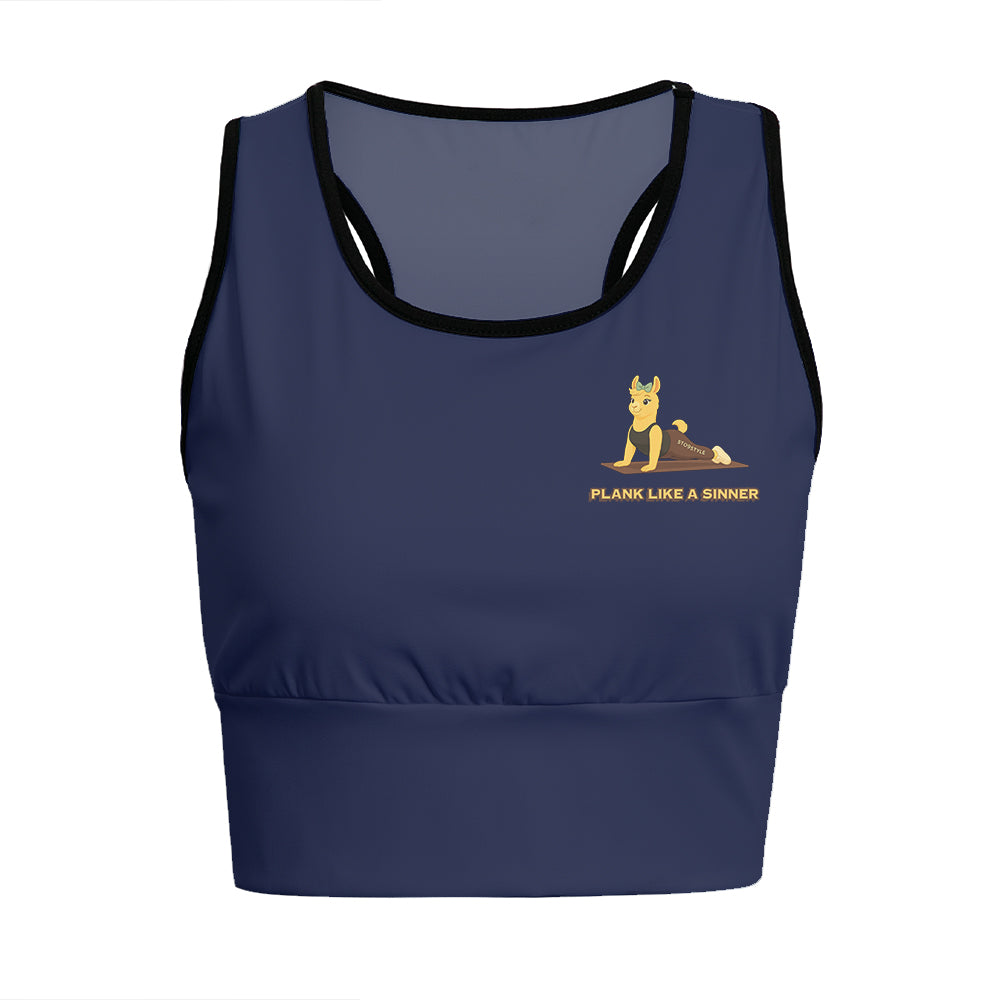Plank Like A Sinner Chill Llama Yoga Women's Sports Bra