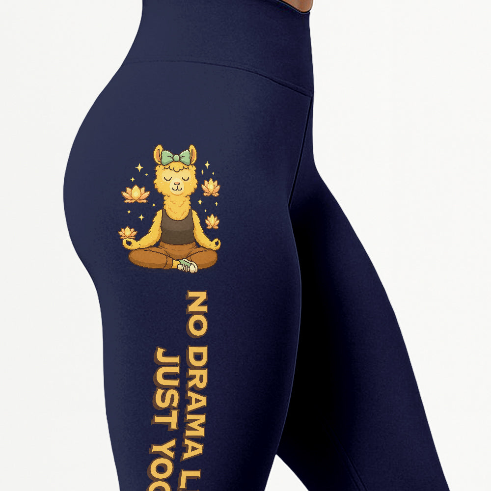 No Drama Llama, Just Yoga Cool Chill Llama Yoga Pants All-Over Print Women's High Waist Leggings | 5To9Style