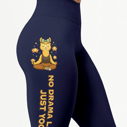 No Drama Llama, Just Yoga Cool Chill Llama Yoga Pants All-Over Print Women's High Waist Leggings | 5To9Style
