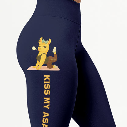 Kiss My Asana Chill Llama Yoga Pants All-Over Print Women's High Waist Leggings | 5To9Style