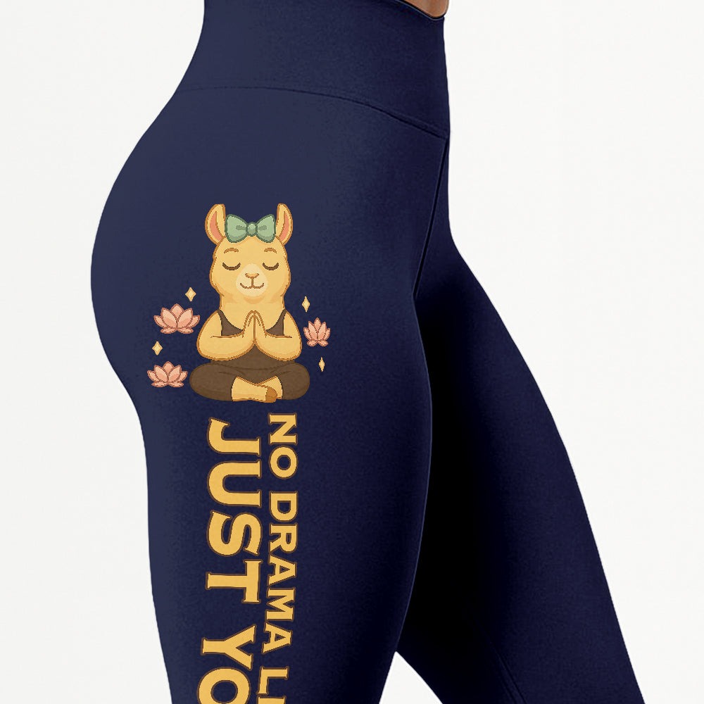 No Drama Llama, Just Yoga Lover Chill Llama Yoga Pants All-Over Print Women's High Waist Leggings | 5To9Style