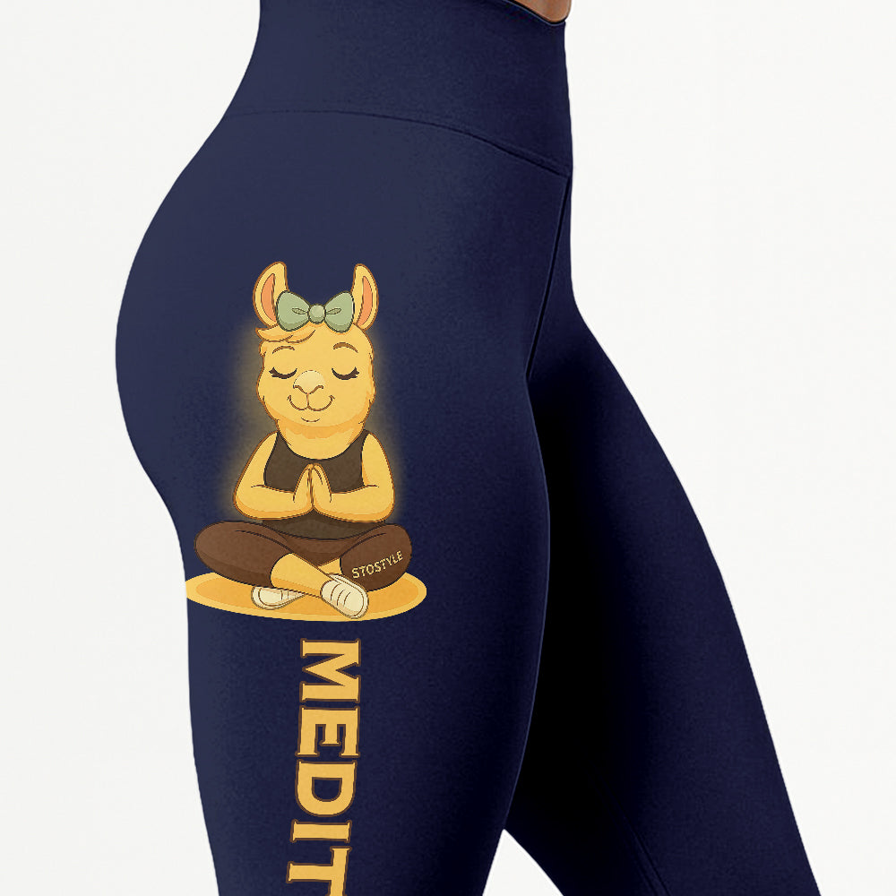 Medition Lover Cool Chill Llama Yoga Pants All-Over Print Women's High Waist Leggings | 5To9Style