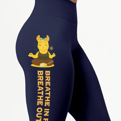 Breathe In Peace, Breathe Out Sht Chill Llama Yoga Pants All-Over Print Women's High Waist Leggings | 5To9Style