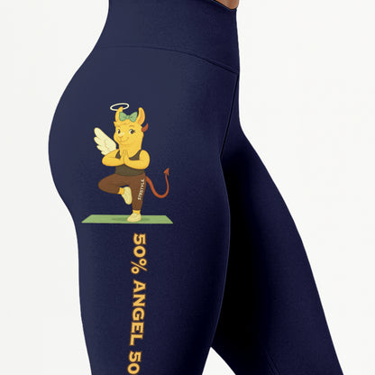 50% Angel 50% Devil Chill Llama Yoga Pants All-Over Print Women's High Waist Leggings | 5To9Style