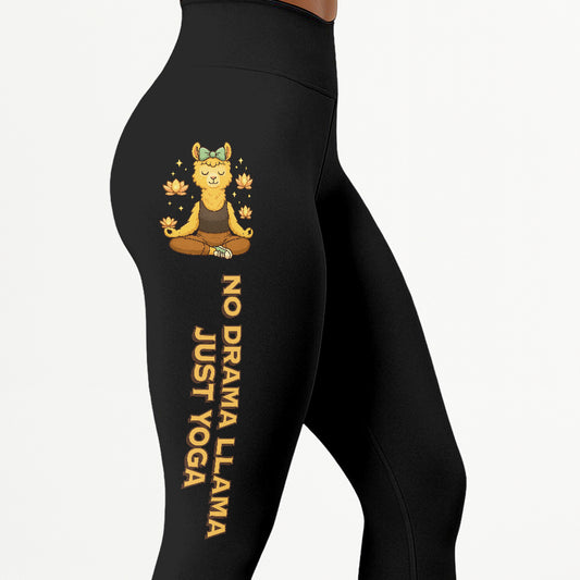 No Drama Llama, Just Yoga Cool Chill Llama Yoga Pants All-Over Print Women's High Waist Leggings | 5To9Style